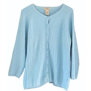 L.L. Bean Baby Blue Cable Cardigan